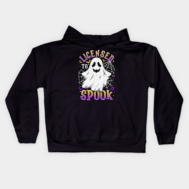 Halloween Licensed To Spook Ghost Spooky Kids Hoodie by E